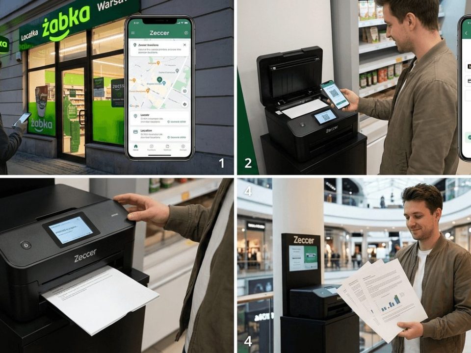Где распечатать документы в Варшаве рядом с домом принтер самообслуживания Zeccer в Жабе